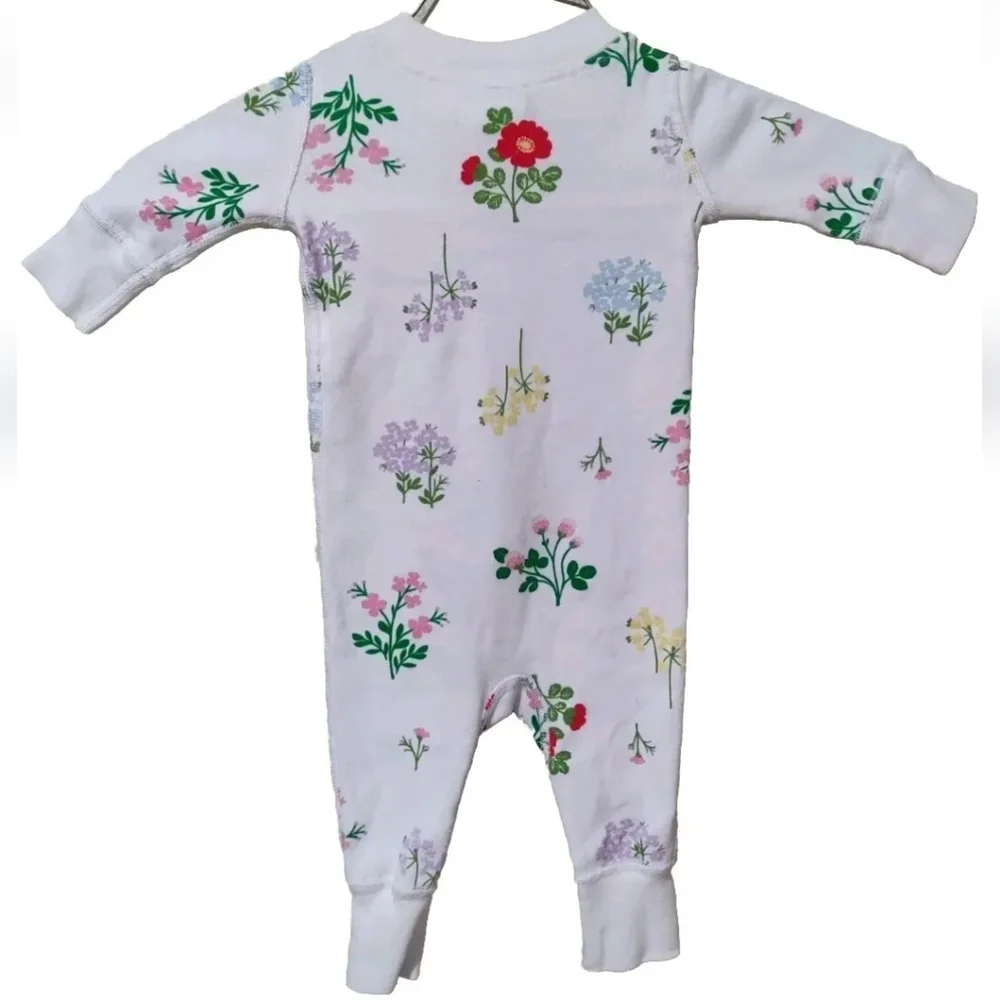 Hanna Andersson Floral Infant Pajamas Zippered 0-6 Mo 50 CM 100% Organic…
